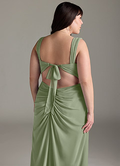 Azazie Jesaphine Robes de demoiselle d'honneur Robe Fourreau en Mousseline de soie Nœud Pistache image14