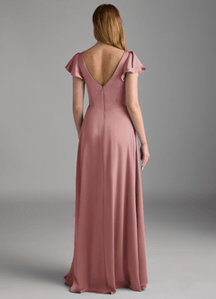 Azazie Omari Bridesmaid Dresses Dusty Rose A-Line Stretch Satin Dress image2