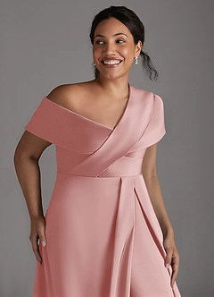Azazie Milton Mère de la mariée Robes Robe Trapèze en Satin extensible Plissée Rose Poudré image13