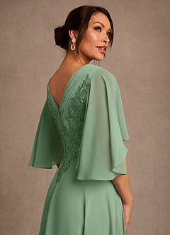 Azazie Tilda Abiti per la Madre della Sposa Abito A-Line in Chiffon Pizzo Matcha image4