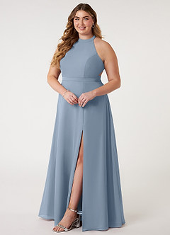 Azazie Clarice Bridesmaid Dresses A-Line Halter Chiffon Floor-Length Dress image11