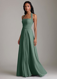 Azazie Clarisa Bridesmaid Dresses Sea Moss A-Line Pleated Chiffon Dress image6