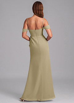 Azazie Johana Jurken voor bruidsmeisjes Converteerbaar Jurk van Chiffon met Zeemeermin Off the Shoulder Mosgroen image2