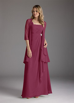 Azazie Weisz Mother of the Bride Dresses Mulberry A-Line Square Neckline Pleated Chiffon Dress image3