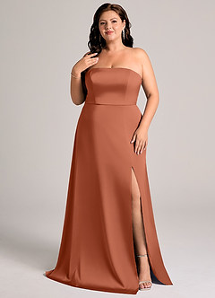 Azazie Wren Brudtärnklänningar Klä av A-Linje i Stretch Satin Axelbandslös Cederros Konvertibel image8