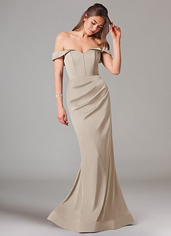 Azazie Everly Bridesmaid Dresses Frost Mermaid Off the Shoulder Stretch Satin Convertible Dress image6