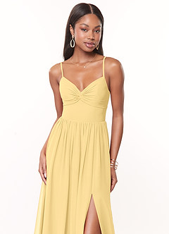 Azazie Zeya Bridesmaid Dresses Butter A-Line V-Neck Pleated Chiffon Dress image5