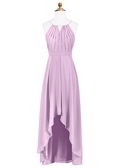 Azazie Oaklynn Junior Robe Trapèze en Mousseline de soie Plissée Frostiges Flieder image6