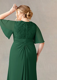 Azazie Carson vestidos de madre de la novia Vestido de Verde Oscuro de Gasa de Corte En A con Encaje de cuello en V image11