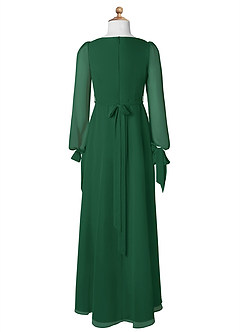 Azazie Leonia Junior Dark Green A-Line with Pockets Chiffon Dress image8