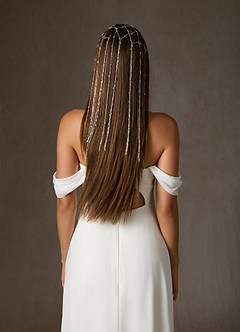 Bandeau voile à pompons et perles scintillantes