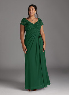 Azazie Jetta Mother of the Bride Dresses Dark Green A-Line Sequins Chiffon Dress image8