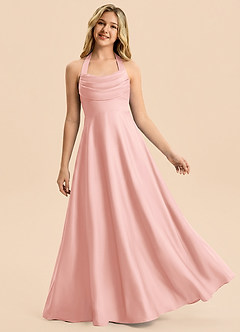 Azazie Kady Junior Powder Pink A-Line Sweetheart Neckline Stretch Satin Dress image1