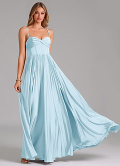Azazie Akiko Bridesmaid Dresses Sky Blue A-Line Sweetheart Neckline Stretch Satin Dress image5