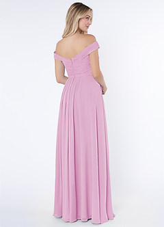 Azazie Audrianna Robes de demoiselle d'honneur Robe Trapèze Convertible en Mousseline de soie Schulterfrei gerafft Rose Bonbon image4
