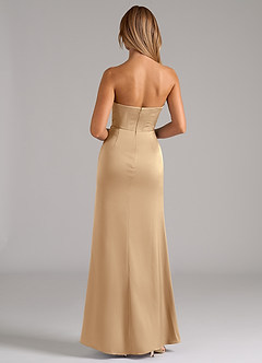 Azazie Johana Robes de demoiselle d'honneur Robe Sirène Convertible en Satin extensible Épaule décolletée Champagne image7