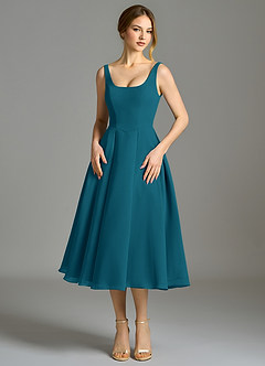 Azazie Amalie Bridesmaid Dresses Ink Blue A-Line Pleated Chiffon Dress image4