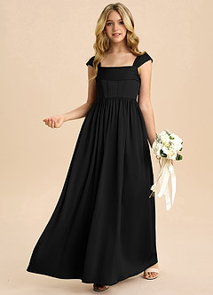 Azazie Hattie Junior Klä av A-Line i Stretch Satin Plisserad image4