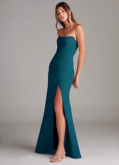 Azazie Leonis Bridesmaid Dresses Ink Blue Sheath Strapless Chiffon Convertible Dress image3