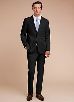 front Carter Black Cotton Linen Blend Suit Jacket