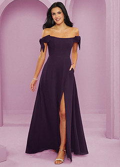 Barbie ♥ Azazie Bridesmaid Dresses Plum A-Line Off the Shoulder Chiffon Convertible Dress image8