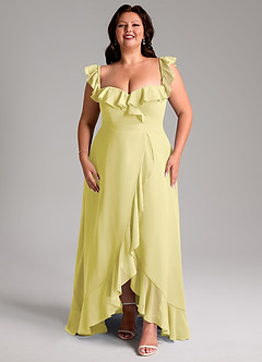 Azazie Lyra Brautjungfernkleider Wandelbar A-Linie Cabrio Chiffon Kleid Zitronensorbet image5