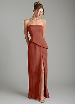 Azazie Tierney Bridesmaid Dresses Auburn A-Line Strapless Chiffon Convertible Dress image4
