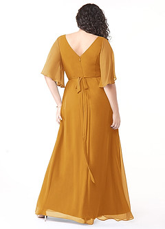 Azazie Cierra Bridesmaid Dresses Butterscotch A-Line V-Neck Chiffon Dress image10
