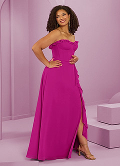 Barbie ♥ Azazie Bridesmaid Dresses Fuchsia A-Line Sweetheart Neckline Chiffon Dress image12