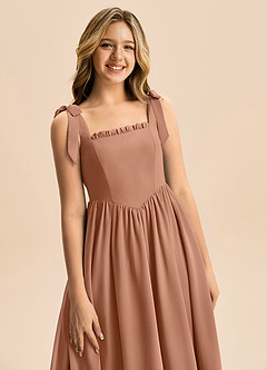 Azazie Delia Junior Abito A-Line in Chiffon Fiocco Bronzo image2