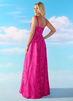 Barbie™ ❤ AZAZIE 4002 Pleated Scoop Jacquard A-line Dress image7