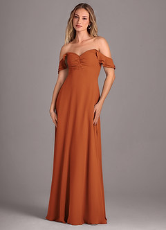 Azazie Kaylyn Bridesmaid Dresses Cinnamon A-Line Ruched Chiffon Dress image6