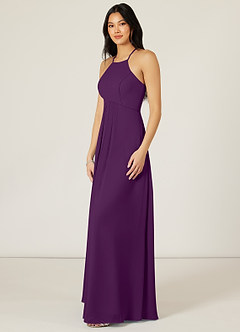 Azazie Sarah Bridesmaid Dresses Grape Empire Pleated Chiffon Dress image4