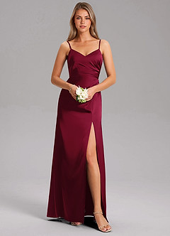 Azazie Azuree Brautjungfernkleider A-Linie Plissee Stretch-Satin Kleid Burgunderrot image3