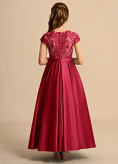 Azazie Bunny Girls Formal Blumenmädchenkleider Ballkleid Spitze Kleid Scharlachrot image2
