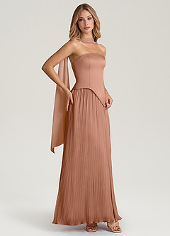 Azazie Tierney Bridesmaid Dresses Bronzer A-Line Strapless Chiffon Convertible Dress image7