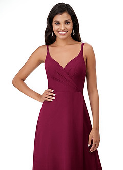 Azazie Lennon Bridesmaid Dresses Burgundy A-Line Lace Chiffon Dress image6