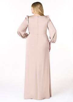 Azazie Mel Brudtärnklänningar Klänning av Tubklänning i Stretch Satin Långärmad Rodnande Rosa image8