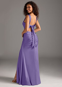 Azazie Jesaphine Bridesmaid Dresses Tahiti Sheath Bow Stretch Satin Dress image2