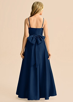 Azazie Rumi Junior Linia A Pofałdowany Satyna elastyczna Długość podłogi Młodsza druhna Sukienka image2