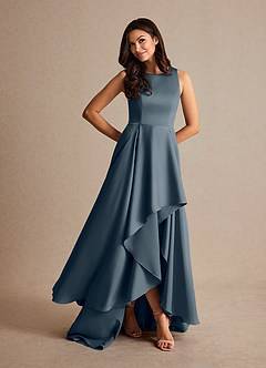 Azazie Niles vestidos de madre de la novia Vestido de Crepúsculo de Satén Elástico de Corte En A con Trenes image7