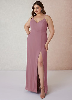 Azazie Blink Bridesmaid Dresses Vintage Mauve Sheath V-Neck Chiffon Dress image6
