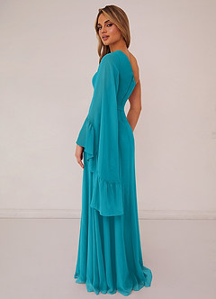 Barbie ♥ Azazie Bridesmaid Dresses Jade A-Line Long Sleeve Chiffon Dress image2