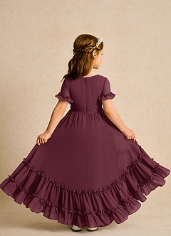 Azazie Kass Flower Girl Dresses Cabernet A-Line Pleated Chiffon Dress image3