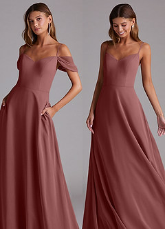 Azazie Marley Bridesmaid Dresses Desert Rose A-Line Off the Shoulder Chiffon Convertible Dress image7