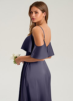 Azazie Jean Brautjungfernkleider A-Linie Schulterfrei Stretch-Satin Kleid Sturm image7