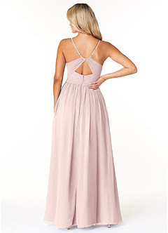 Azazie Dominic Abiti da Damigella Abito A-Line in Chiffon con Scollo a V a Pieghe Rosa Rossore image2