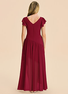 Azazie Pia Junior Burgundy A-Line Pleated Chiffon Dress image2