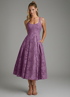 Azazie Isabella Bridesmaid Dresses Wisteria A-Line Corset Floral Burnout Dress image1