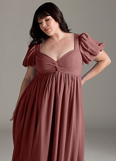 Azazie Madisynn Maternity Bridesmaid Dresses Bow Chiffon Floor-Length Dress image9